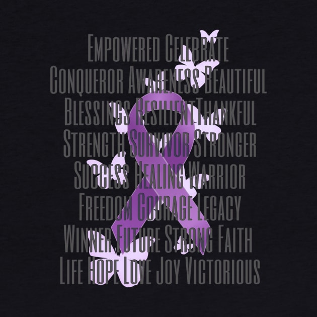 Purple Awareness Ribbon with Encouraging Words by AlondraHanley